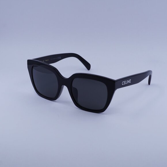 Celine CL40198F 01A Sunglasses Shiny Black Square Frame, Smoke Lenses - Picture 1 of 11
